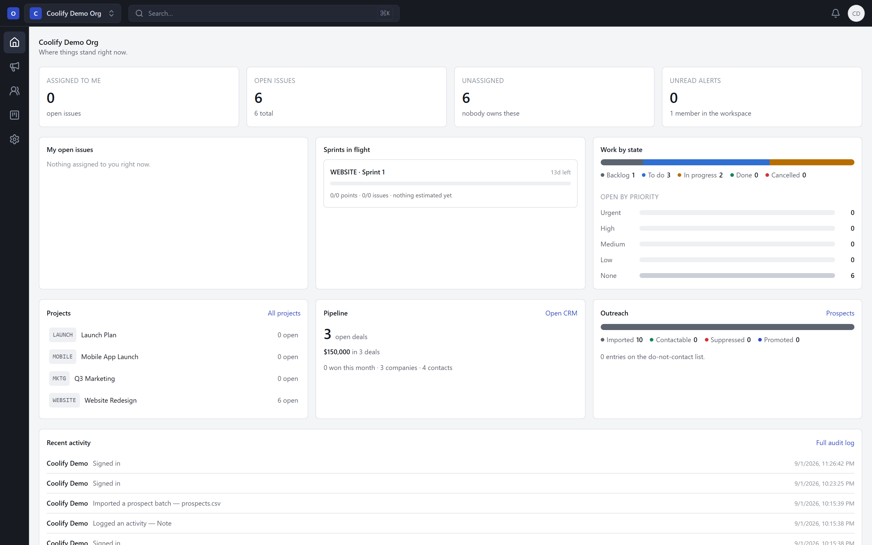 Organizer dashboard